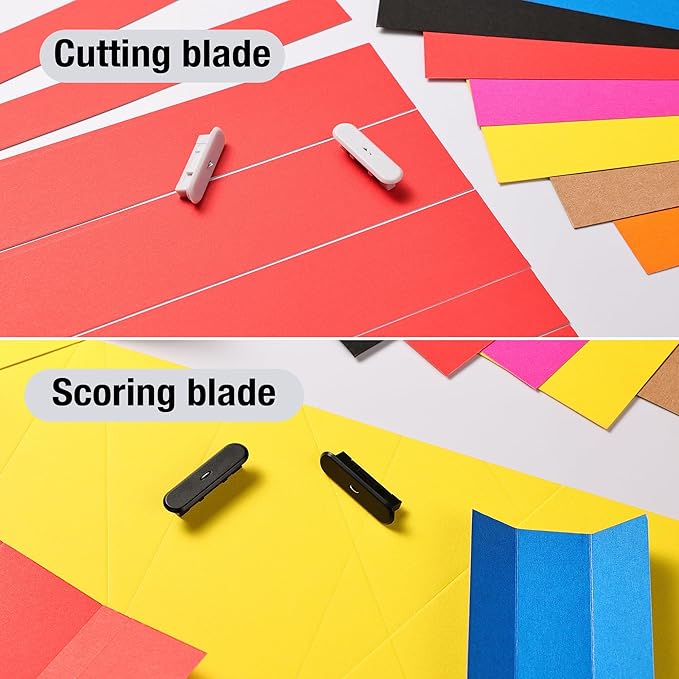 4-Pack Trimmer Replacement Blades for Fiskars Paper Trimmer, Replacement Blade for All Series of Fiskars/Portable&Precision Trimmer,Arts and Crafts,3 Cutting&1 Scoring Blades,a Slider,Orange