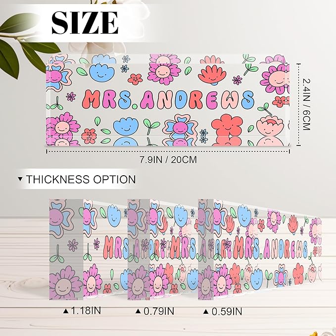 Ship Next Day Personalized Name Plate for Desk, Custom Acrylic Desk Name Sign, Office Appreciation Gifts for Women Men Coworkers Boss Teacher Employee (Teacher)