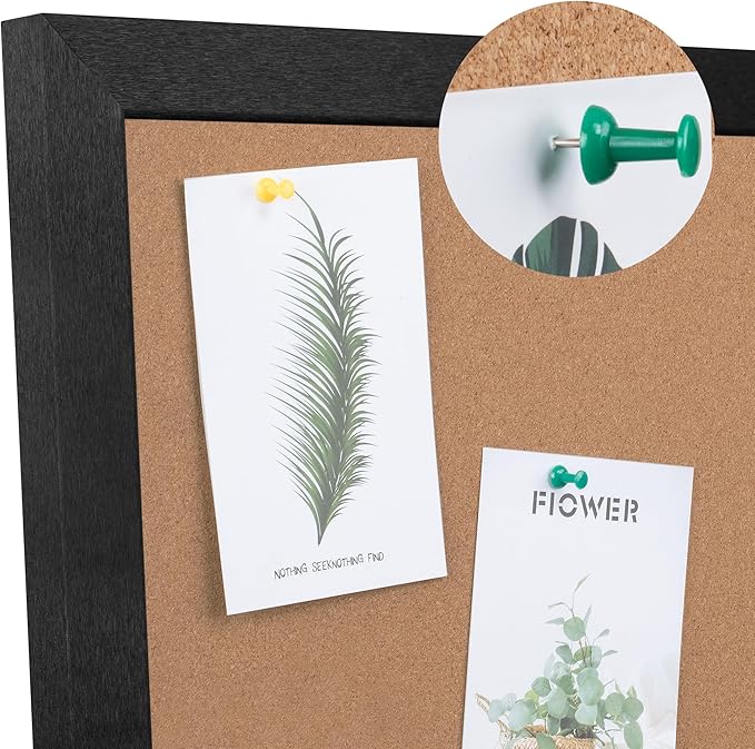 Board2by Extra Large Cork Bulletin Board 60" X 48", Foldable Notice Pin Board for Wall, Black Wood Framed 5'x4' Corkboard, Wall Mounted Noticeboard with 32 Push Pins for School, Home & Office