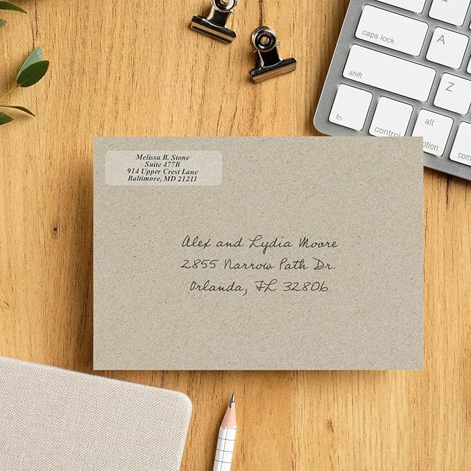 Clear Personalized Return Address Labels with Elegant Dispenser - Roll of 500 Custom See Through Transparent Stickers