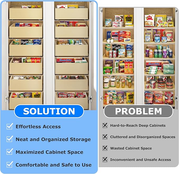 WelFurGeer Soft Close Pull Out Drawers for Cabinets, 23" W x 22" D Pull Out Cabinet Organizer, Bottom Mount Pull Out Drawer, Space-Saving Slide Out Drawers for Kitchen Cabinets for Home & Kitchen