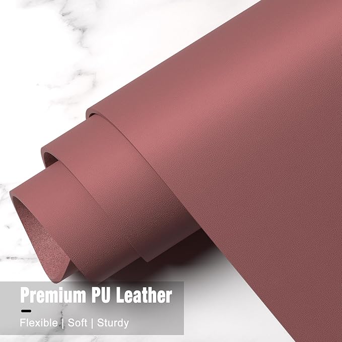 Hsurbtra Desk Pad, 23.6" x 13.8" PU Leather Desk Mat, M Extended Mouse Pad, Waterproof Desktop Blotter Protector, Non-Slip Ultra Thin Small Laptop Keyboard Writing Mat for Office Home, Brick Red