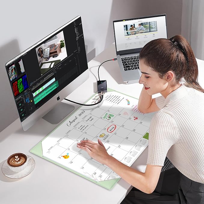 Gannyfer Large Desk Calendar 2025-2026 with Desktop Mat, 22" x 17" Desktop Pad Calendar, 18 Month Table Calendar from July 2025 to Dec 2026, Office Supplies Perfect for Home and Office (Green)