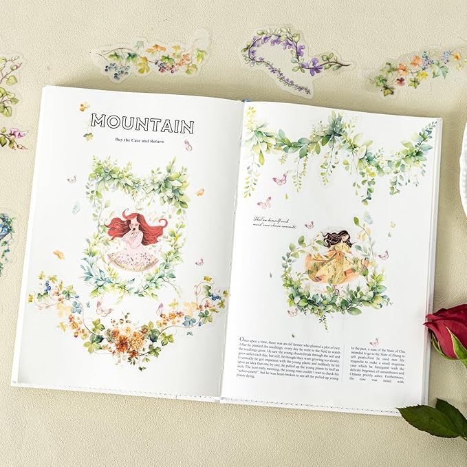 Floral Vine PET Stickers, 120 Pcs Large Botanical Ephemera for Scrapbooking, Journaling, DIY Crafting, and Art Supplies