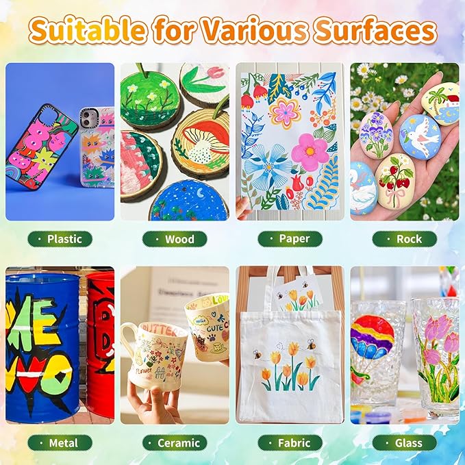 IVSUN 60 Acrylic Paint Markers, 30 Metallic & 30 Regular Colors Dual Tip Metallic Marker Pens for Black Paper, Photo Album, Rock Painting, Glass, Wood, Card Making, Scrapbook Supplies, DIY Crafts