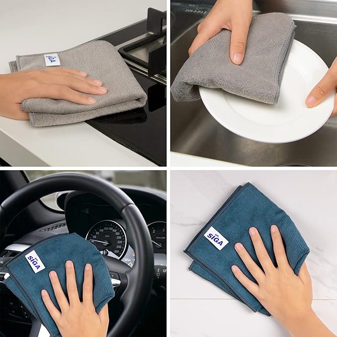 MR.SIGA Microfiber Cleaning Cloth, Pack of 6, Size: 13.8" x 15.7"