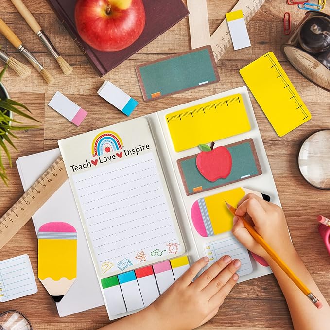 Xqumoi Teaching is A Work of Heart Sticky Notes Set Blackboard Self-Stick Note Pads Teacher Appreciation Gift Writing Memo Pads School Office Supplies