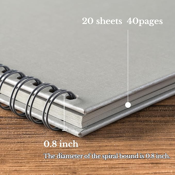 potricher 12 x 12 Inch DIY Scrapbook Album 40 Pages Hardcover Kraft Paper Scrap Book Photo Albums Memory Book for Wedding and Anniversary Family (Gray, 12 Inch)