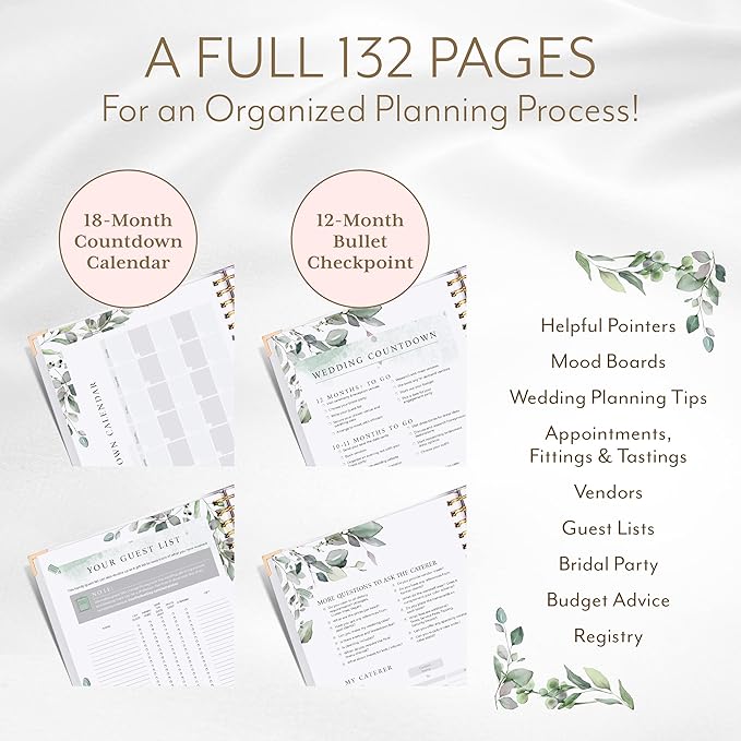 Your Perfect Day Wedding Planner Book and Organizer - Wedding Planner Book - Bridal Planning Binder with Countdown Calendar - Bride Gifts - (FLORAL)