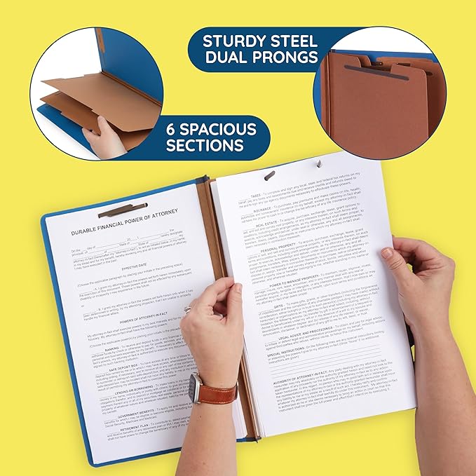 Blue Summit Classification Folders, Legal Size, 2 Dividers, Dark Blue – 10 Pack