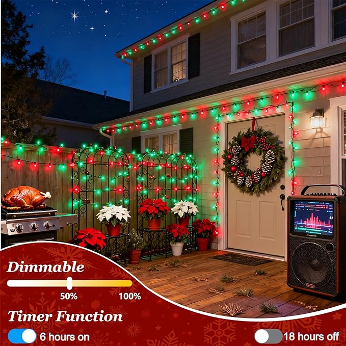 1500 LED 470FT Christmas Lights Outdoor, Christmas String Fairy Lights with Timer & Memory, Waterproof 12 Modes Dimmable Twinkle Tree Lights for Home Patio Wedding Party Yard Xmas Decor, Red & Green