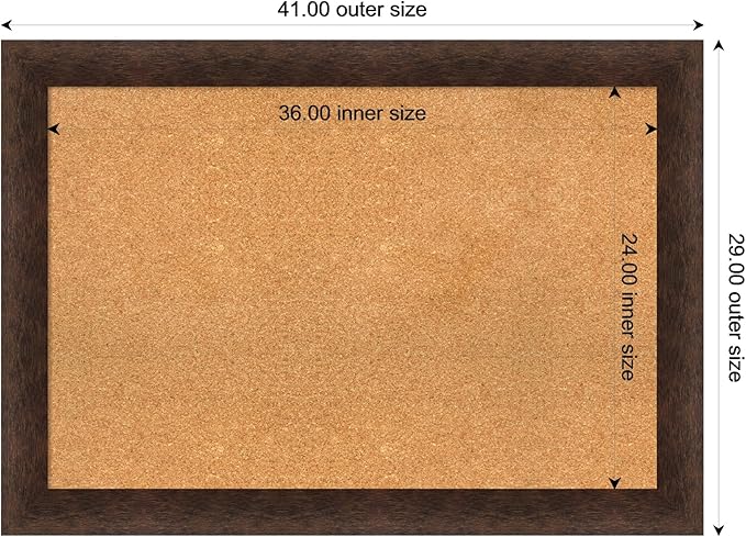 Amanti Art Natural Cork Board for Wall, 29x41 Vision Board with Brown Wood Frame, Large Corkboard Office Decor for Home Organization, Casual Corkboard Pinboard to display items for home organization