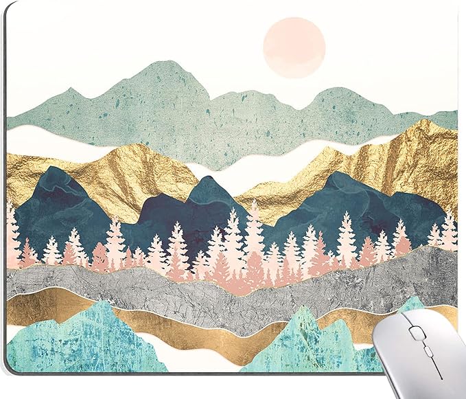 Hokafenle Mountain Abstract Art Mouse Pad - Non-Slip Rubber Base Square Wireless Mousepad for Laptop and Desk