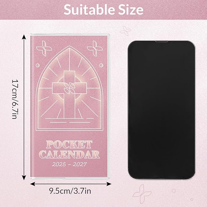 Christian Pocket Calendar 2026-2027, Monthly Planner 2025-2027 - 3.7" x 6.7" - Runs from July 2025 Until December 2027, Pocket Calendar 2026 with PVC Cover for Office, School & Home Supplies