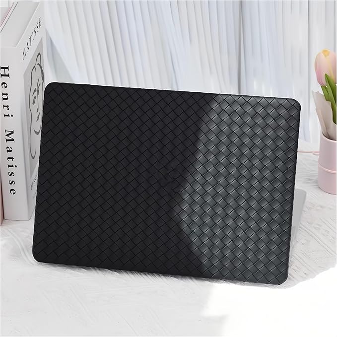 Woven Case Compatible with MacBook Air 13.6 inch M4 2025-2022 A3240 M3 A3113 M2 A2681, Woven Fabric Textured Leather Plastic Hard Shell&Keyboard Cover for Mac Air13 M4 Weave Laptop,Boho Black