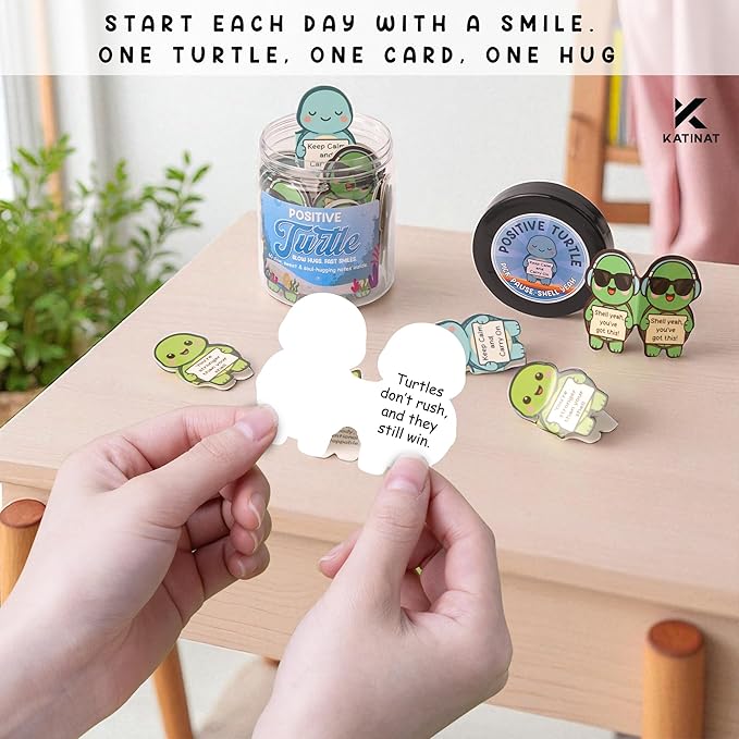 Positive Turtle Jar – 60 Funny Emotional Support Affirmation Cards, Sea Turtle Gifts for Women, Teens, Tweens, Girls, Turtle Decor, Trendy Teen Girl Stuff, Back to School Gifts, Teachers Gift