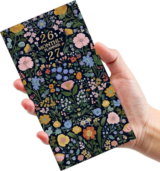 Pocket Calendar 2026-2027 for Purse, Two Year Monthly Planner Pocket Size, Jan 2026 to Dec 2027 Monthly Planner Small Size (6.5" x 3.5") - Garden of Whimsy