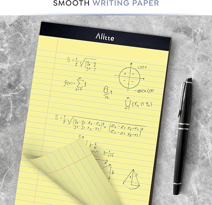 Yellow Legal Notepads 8.5 x 11, Pack of 12 - Perforated Wide Ruled Writing Pad - Premium Thick Paper, No Ink Bleeding - Blank Legal Pads For Home, Office, School, Business - 50 Sheets Per