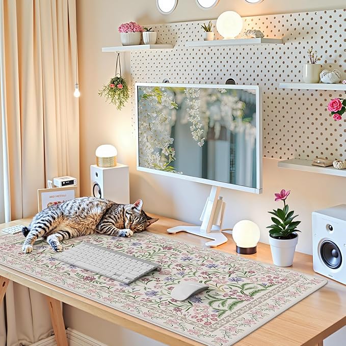 iCasso Desk Mat for Keyboard and Mouse, Large Mouse Pad, Desk Pad Mat, Anti-Slip Big Mousepad with Stitched Edges for Computer Desktop(Purple)