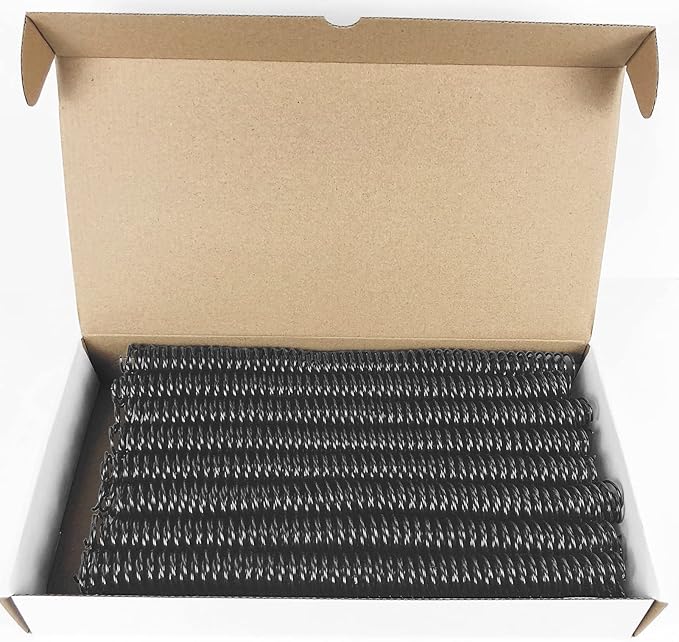Binditek 50 Pack Plastic Spiral Binding Coils, 16mm(5/8"), 140 Sheet Capacity, 4:1 Pitch, Black, 48 Loops, for Letter Size, for Students and Coworkers