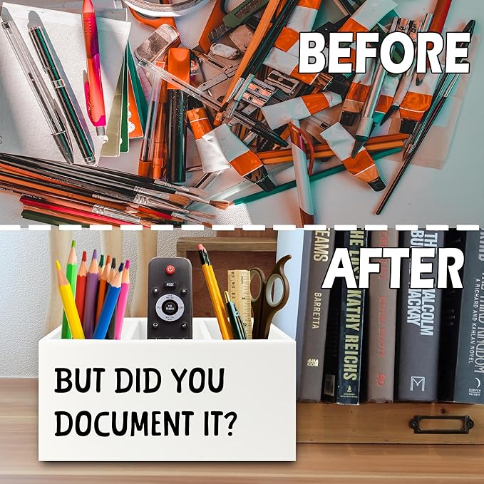 Funny But Did You Document It Pen Pencil Holder Organizer for Desk, HR Human Resources Gifts, Office Humor Gifts, Funny Wooden Box Sign for Office Workplace Desk Tabletop Decorations