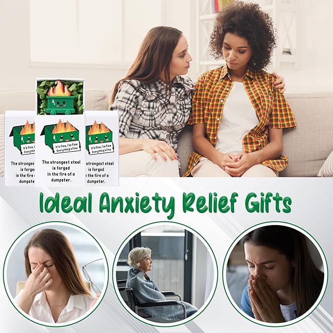 Realspring 36 Sets Dumpster Ornament Desk Accessories Emotional Support Resin Dumpster with Inspirational Cards Funny Employee Appreciation Gifts for Halloween Team Office Coworker Teacher (Classic)