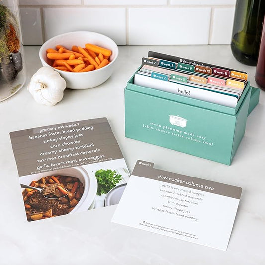 Meal Planner with 72 Photo Recipe Cards (Slow Cooker Vol 2) - Weekly Menu Planner | Recipe Box | 12 Reusable Grocery Lists | 5 Blank Cards | Card Protectors | Easy Recipe Ideas with Pictures