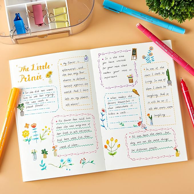 12 Colored Curve Highlighter Pen Set, 10 Different Shapes Dual Tip Markers Cool Pens for Journal Planner Scrapbook Art Office School Supplies for Kids Adults Journaling Drawing Note Taking