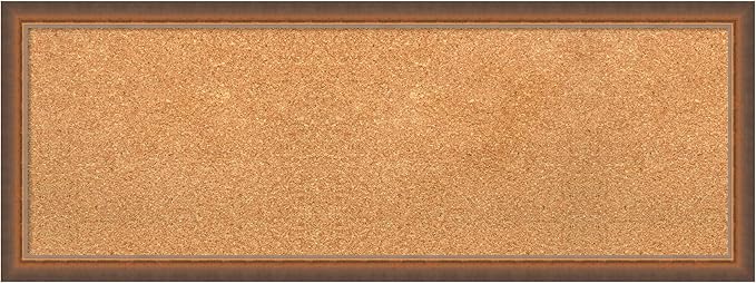Amanti Art Natural Cork Board for Wall, 14x38 Vision Board with Bronze Frame, Medium Corkboard Office Decor for Home Organization, Modern Corkboard Pinboard to Display Items for Home Organization in