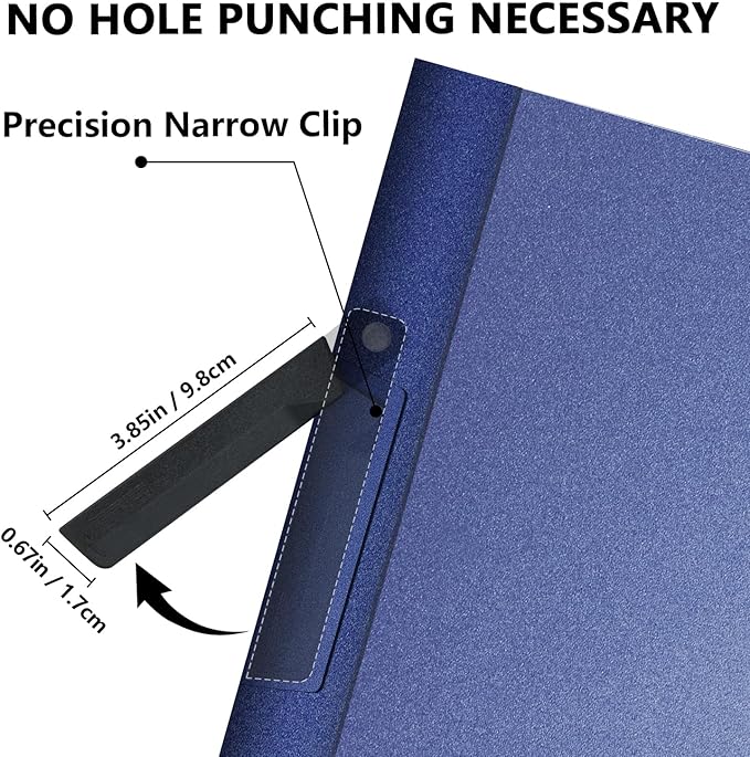TOTiyea 10 Pack Clear Report Covers with Swing Clip, File Folder with Swing Clip, 30 Sheets Capacity, Slide Locking Report Covers, Letter Size (Navy, 10 Pack)