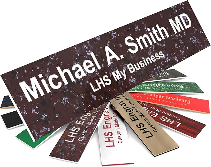 Engraved Name Plates for Door Sign Personalized Cranberry Marble Pattern Plastic Plaque with White Letters - Made in USA 2x10 S5