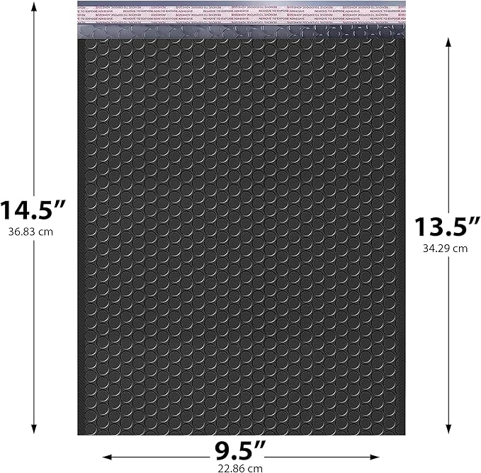 Black Large Poly Bubble Mailers 9.5x14.5 inch #4 | Self Seal Padded Envelopes Cushioned Bubble Mailer | Usable Size 9.5x13.5 | WaterProof | Lightweight mailing Shipping Bags | 200 Pack Bulk