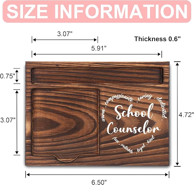School Counselor Gifts, School Counselor Appreciation Gifts, Thank You Counselor Gifts, Sticky Note Holder, Post-it Note Dispenser for Desk, Wooden Post-it Note & Pen Holder 6.5" x 4.7" - FTA123