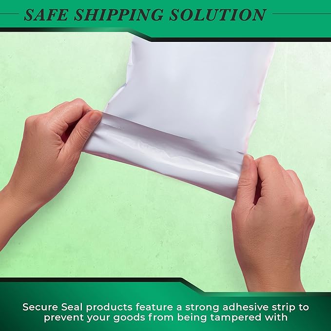 100 Pack Secure Seal White Poly Mailers Shipping Bags - Safe Shipping with 10x13 Mailers Poly Bags - E-Commerce Poly Bags for Shipping - Self Sealing 2 Mil Poly Shipping Envelopes