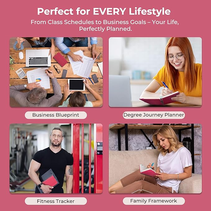 Planner 2026 Daily Weekly and Monthly,6.5"x3.75",12 Months Spiral Bound Calendar Agenda with Self-adhesive Pen Holder,2026 Appointment Book with Vegan Leather Soft Cover,Rose Red