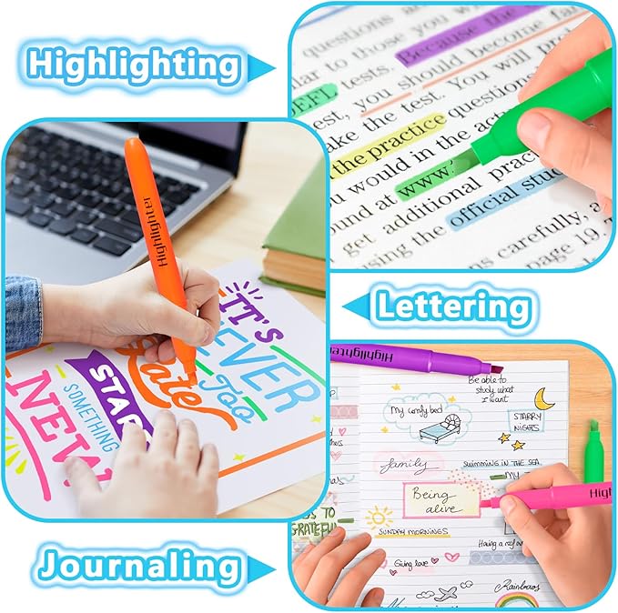 Duchong 108 Highlighters Bulk, Highlighters Assorted Colors for Adult Kids, Chisel Tip Dry-Quickly No Bleed Highlighter, Office Classroom Must Have, School Supplies for Teachers