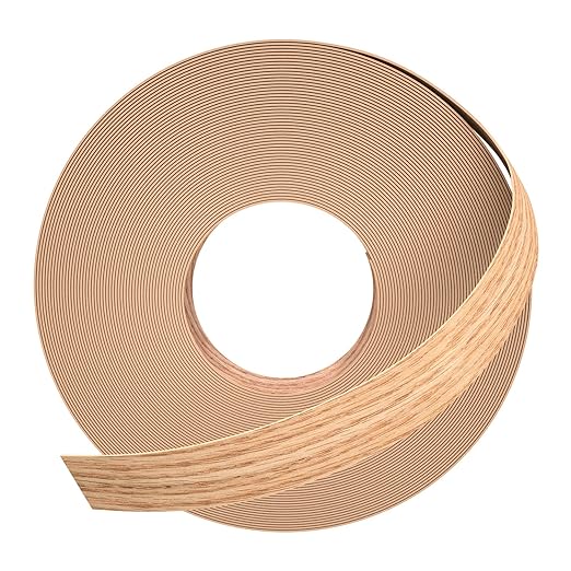 GSCIT Club Red Oak Edge Banding, 5/8 inch x 25ft roll of Veneer Edge Banding Preglued Flexible, Wood Tape Banding for Cabinet Repair