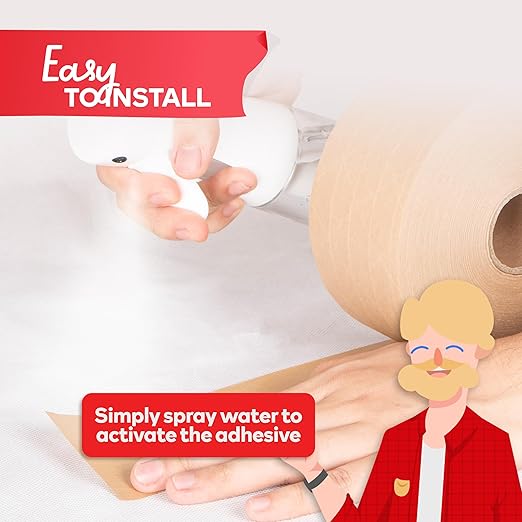 XFasten Brown Paper Packing Tape - 2.75-Inch x 375-Feet, Water Activated, Reinforced for Moving & Packing Boxes