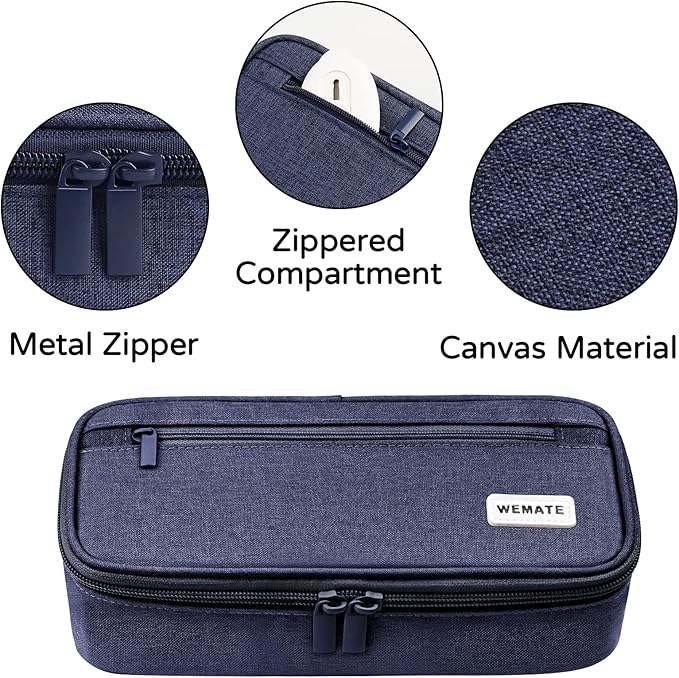 WEMATE Pencil Case, Large Storage Organizer for Stationery, Back - to - School Essential, Teacher Must - have, Big Pencil Pouch, Marker Case School Supplies for College & High School