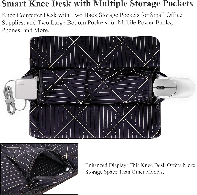 Lap Desk,Fits up to 15.6 inch Laptop Bed Table Computer with Soft Pillow and Storage Bag,Gaming Tray and Writing Tray on Bed for Home Office(2-Dark Brown)