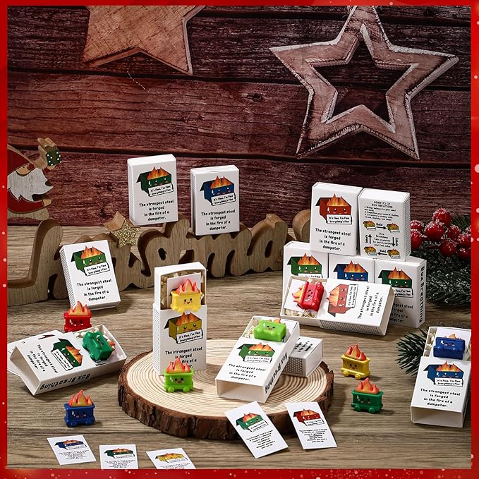 Realspring 35 Sets Dumpster Ornament Desk Accessories Emotional Support Resin Dumpster with Inspirational Cards Funny Employee Appreciation Gifts for Halloween Team Office Coworker Teacher (Colorful)