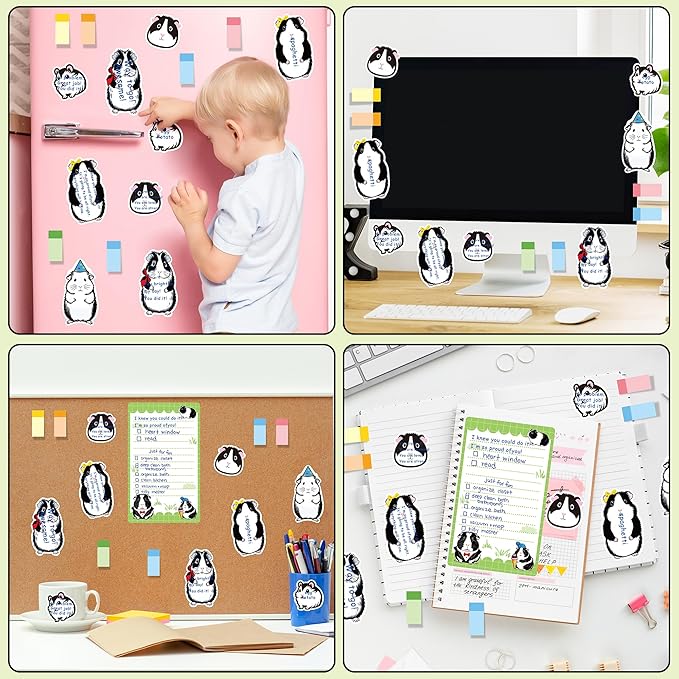 Xqumoi I Just Really Like Guinea Pig Sticky Notes Set - 550 Sheets - Cute Guinea Pig Self-Stick Notes Pads Animal Divider Tabs Bundle Writing Memo Pads Back to School Office Supplies Small Gift