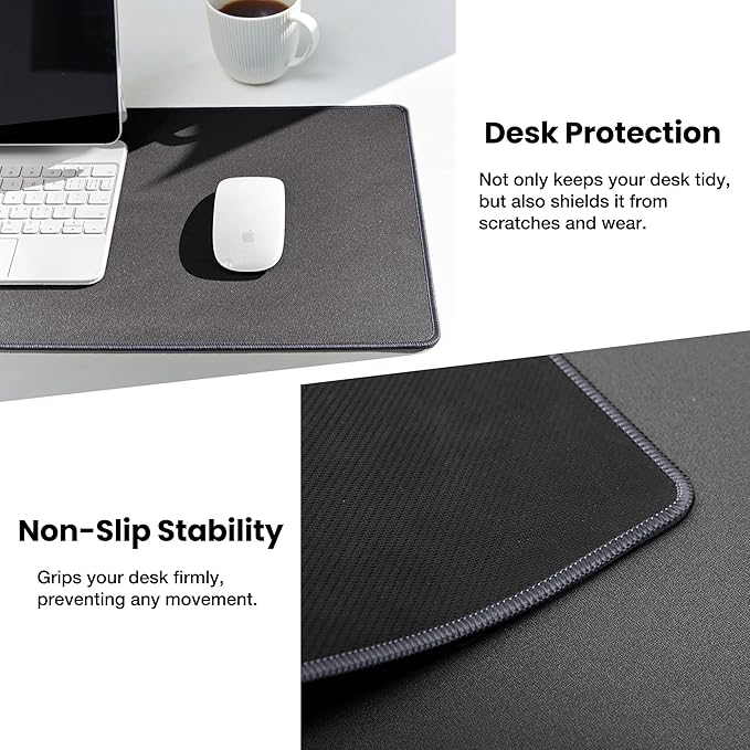ALOANES Waterproof Mouse Pad with Durable Stitched Edge, XXXL gaming Keyboard Pad, Non-Slip Rubber Base Mouse Mat, Extended Desk pad for Gamer, Office & Home, Dark Gray Mousepad 35.4''x 15.7''x 0.12''