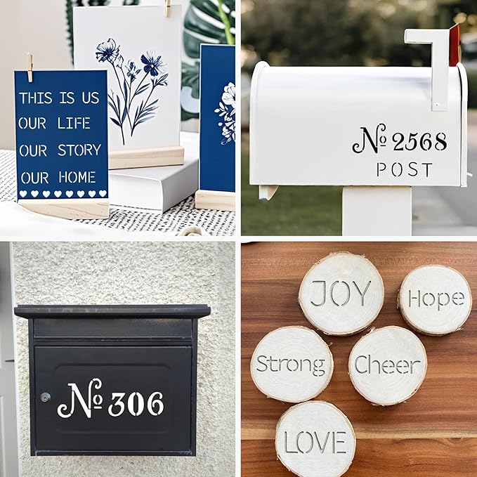 4 Pieces Metal Planner Stencil Journal Engraving Stencils Rustproof Small Letter Metal Stencils for Journaling, Bookmarks, Rulers, Planners, Scrapbooks (Metal4)