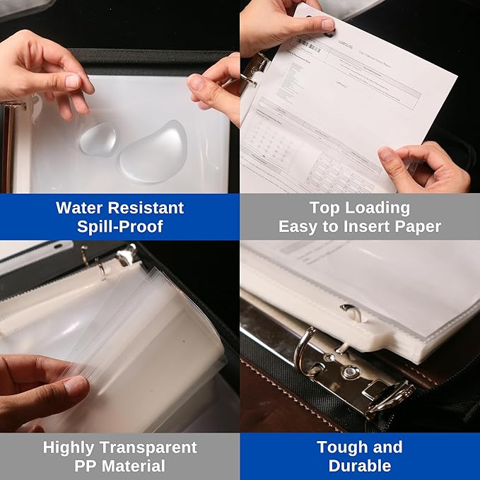 Performore 50 Sheet Protectors, Heavy Duty 8.5 X 11 Inch Clear Page for 3 Ring Binder, Plastic Sheet Sleeves, Durable Top Loading Paper Protector with Reinforced Holes, Archival Safe