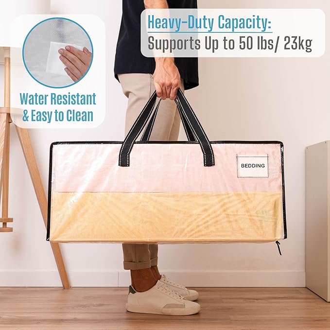 VENO 6 Pack Moving Bags Extra Large Storage Bags for College Move-In, Heavy-Duty Storage Totes, Packing Boxes, and Wardrobe Moving Supplies - Durable Laundry Bags for Clothes (Clear, 6 Pack)