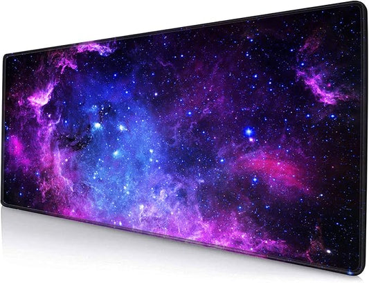 Gaming Mouse Pad, Large Mouse Pads for Desk, Non-Slip Rubber Base Mousepad, Keyboard Mouse Mat Desk Pad with Stitched Edges, 31.5x11.8 inch Galaxy