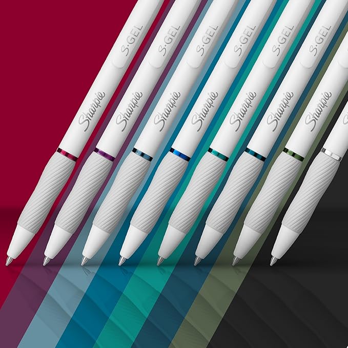Sharpie S-Gel Pens, Fashion Barrel Gel Pens, Pearl White Body, Medium (0.7mm) Point, Bold Ink Colors, 8 Count (Pack of 6)