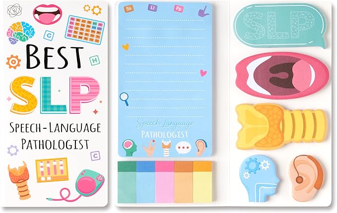 Xqumoi Speech Language Pathologist Sticky Notes Set - SLP Appreciation Self-Stick Note Pads Speech Therapy Writing Memo Pad Page Marker Bookmarker School Office Supplies Thanksgiving Christmas Gift
