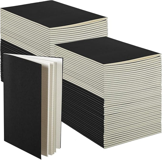 Mimorou 100 Pcs Kraft Notebook Journals 5.5 Inch x 8.3 Inch A5 Softcover Notebooks Bulk for Writing Sketch Office Notepad with 60 Pages 30 Sheets (Black,Dot)
